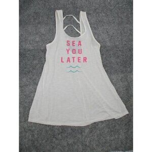 Xhilaration Womens Tank Top Small White Sleeveless Sea You Later Nautical Knit